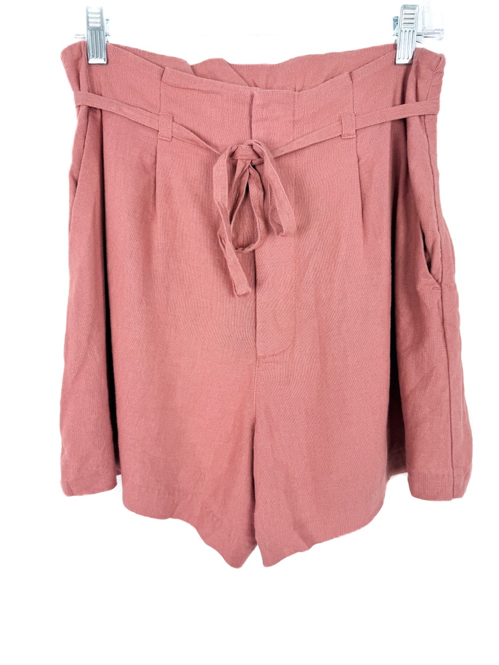 NWT Abercrombie & Fitch Belted Linen Blend Shorts Salmon Pink Size Medium M NEW